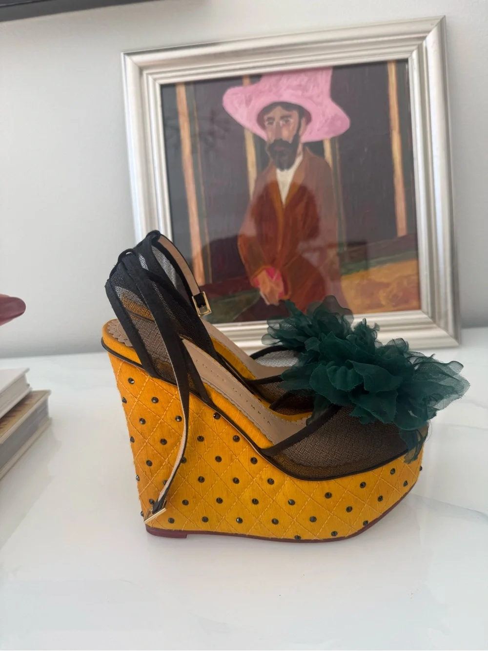 Charlotte Olympia Yellow Quilted Platform Shoes. S34!